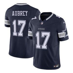 Mens Kids Youths 17 Brandon Aubrey Vapor Navy Blue Stitched Jersey